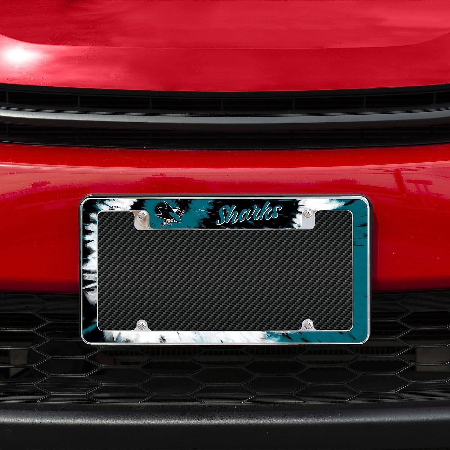 Alt View 2. Rico Industries - San Jose Sharks Chrome Metal (Set of 2) License Plate Frames with Bold Tie Dye Design - Multi.