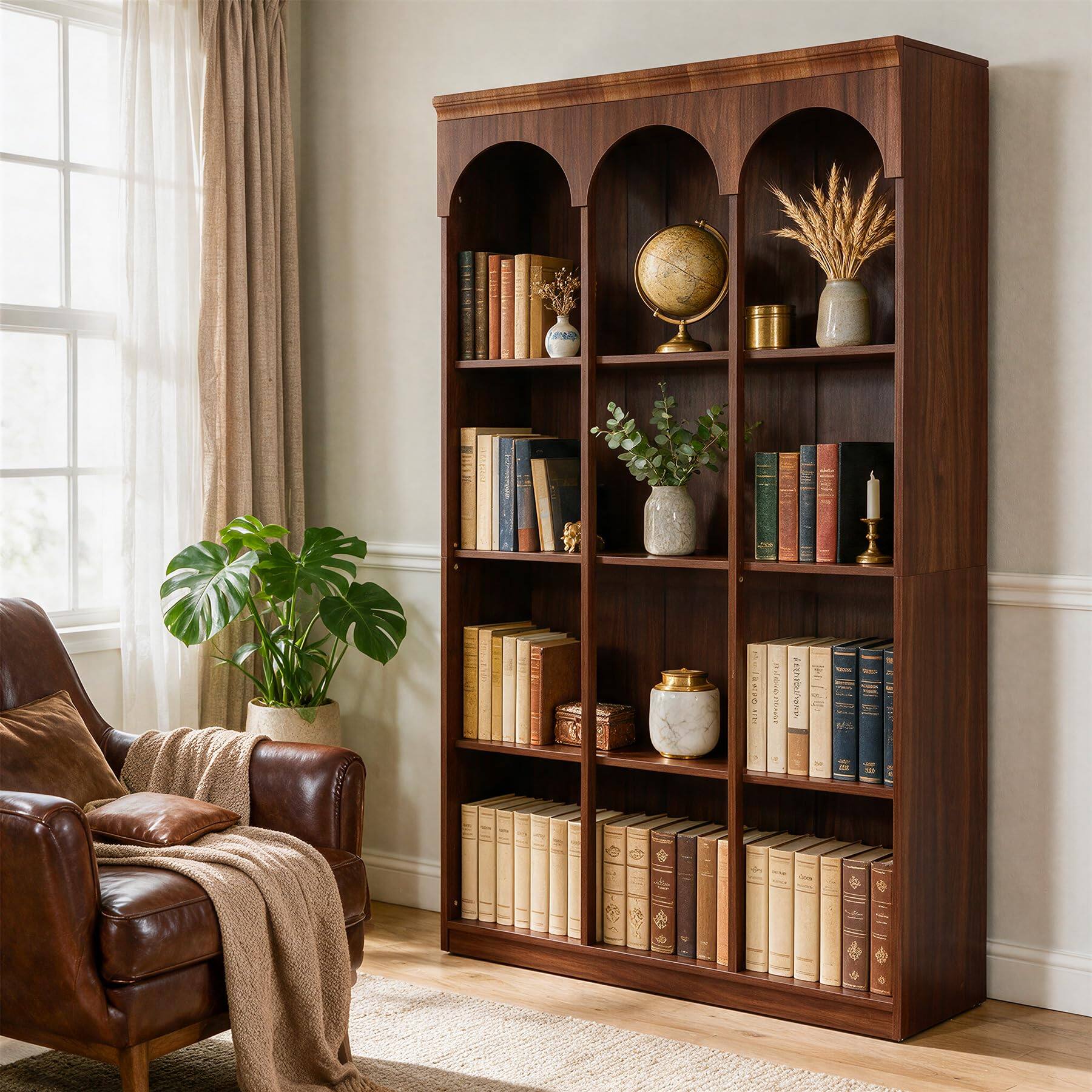 Tribesigns Arched Bookcase, 71 Inch 4 Tier Bookshelf for Office and ...