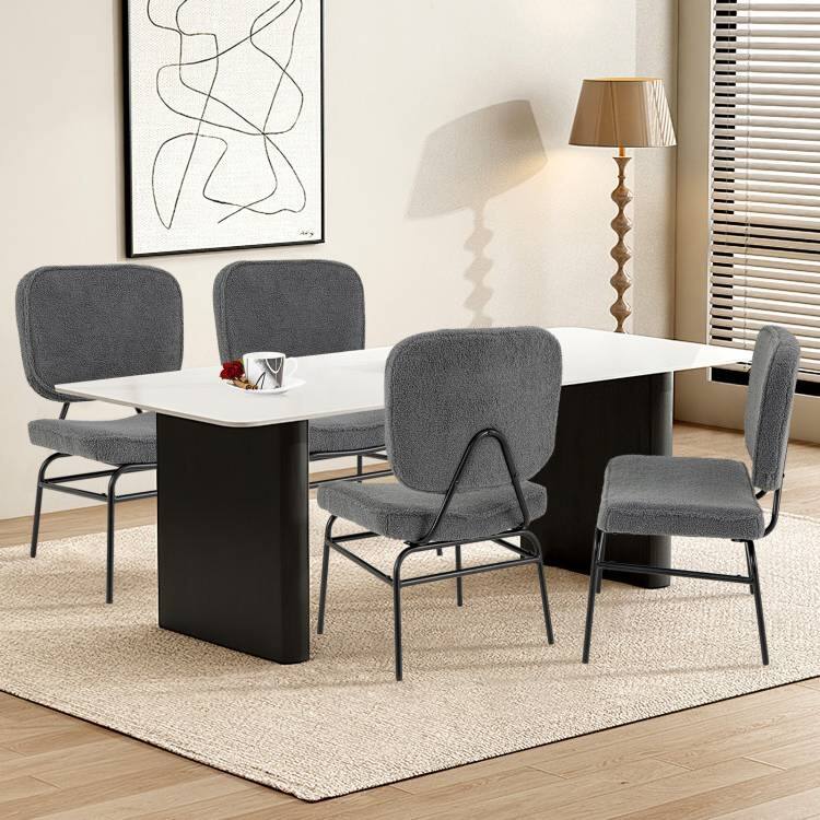 Back. Hivvago - Modern Grey Upholstered Ergonomic Padded Accent Chair - Grey.