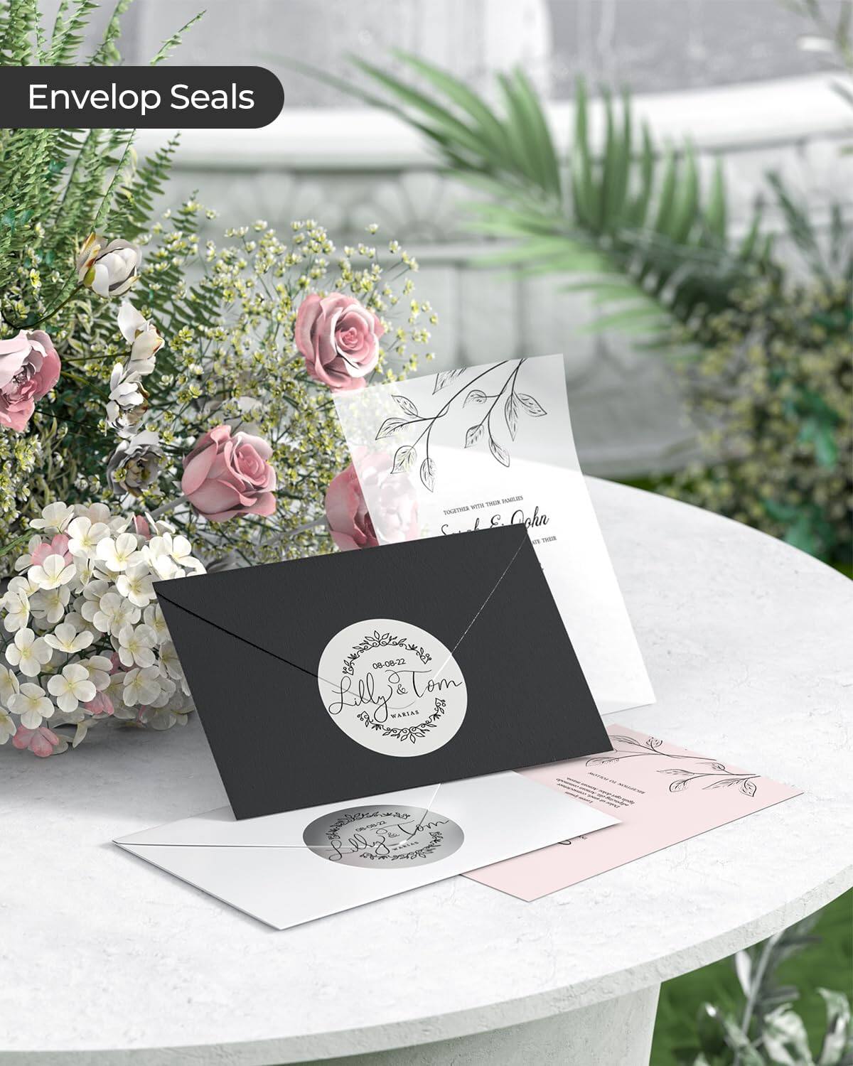 Envelop Seals

Lily & Tom  
08-08-22

Sarah & John  
Together with their families