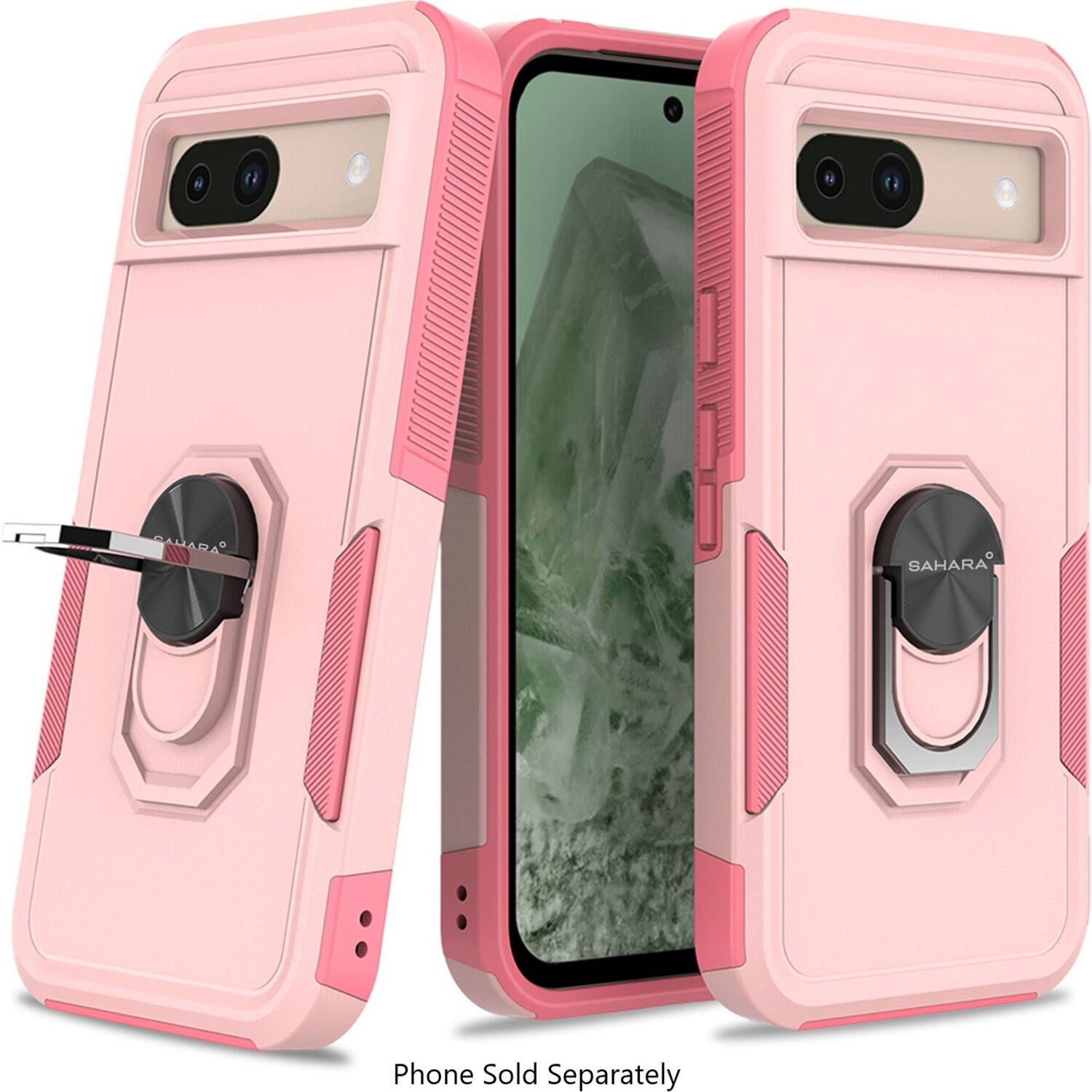 The image shows a pink case for a phone, with the phone inside the case. The case is designed to protect the phone from scratches and other damage. The phone is not sold separately, as it is already inside the case.