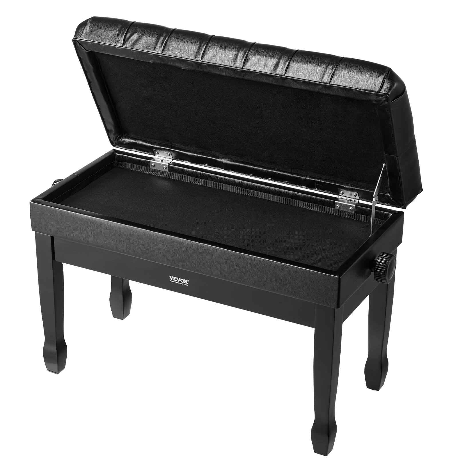 Alt View 5. VEVOR - Piano Bench, 29.5" x 14" x 20.3", Duet Keyboard Piano Chair with 20.3"-23.4” Adjustable Height, Padded Cushion - Black.