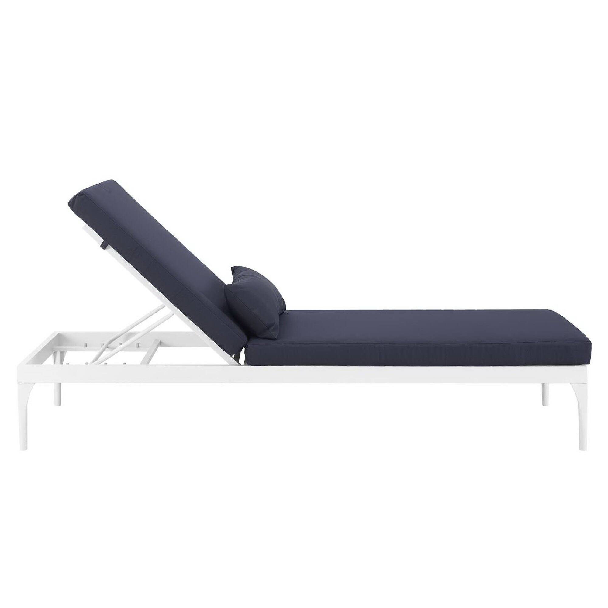Alt View 1. Modway - Perspective Cushion Outdoor Patio Chaise Lounge Chair by Modway - White Navy.
