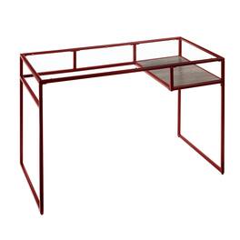 Manhattan Lane - Rectangular Glass Top Desk with Open Compartment and Sled Base - Red
