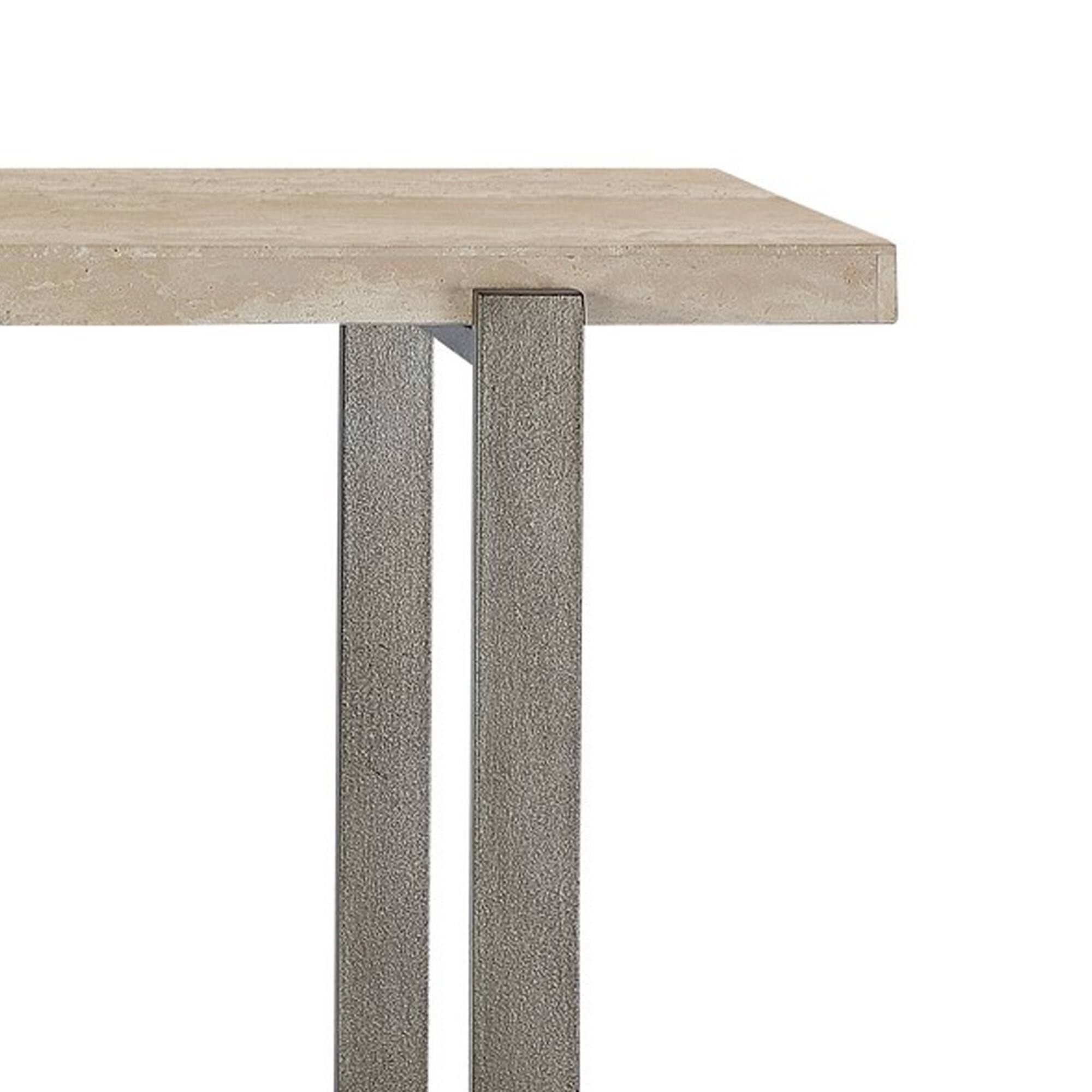 Manhattan Lane Oxy 54 Inch Console Side Table, Stone Surface, Metal ...