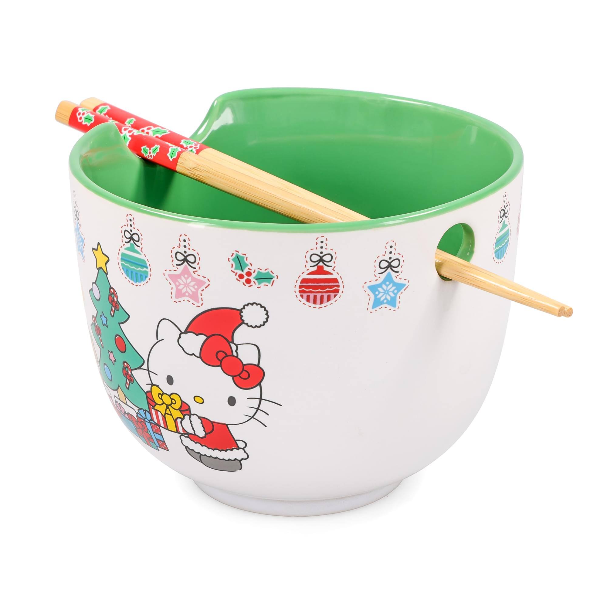 Alt View 10. Silver Buffalo - Sanrio Hello Kitty Holiday 20-Ounce Ceramic Ramen Bowl and Chopstick Set - White.