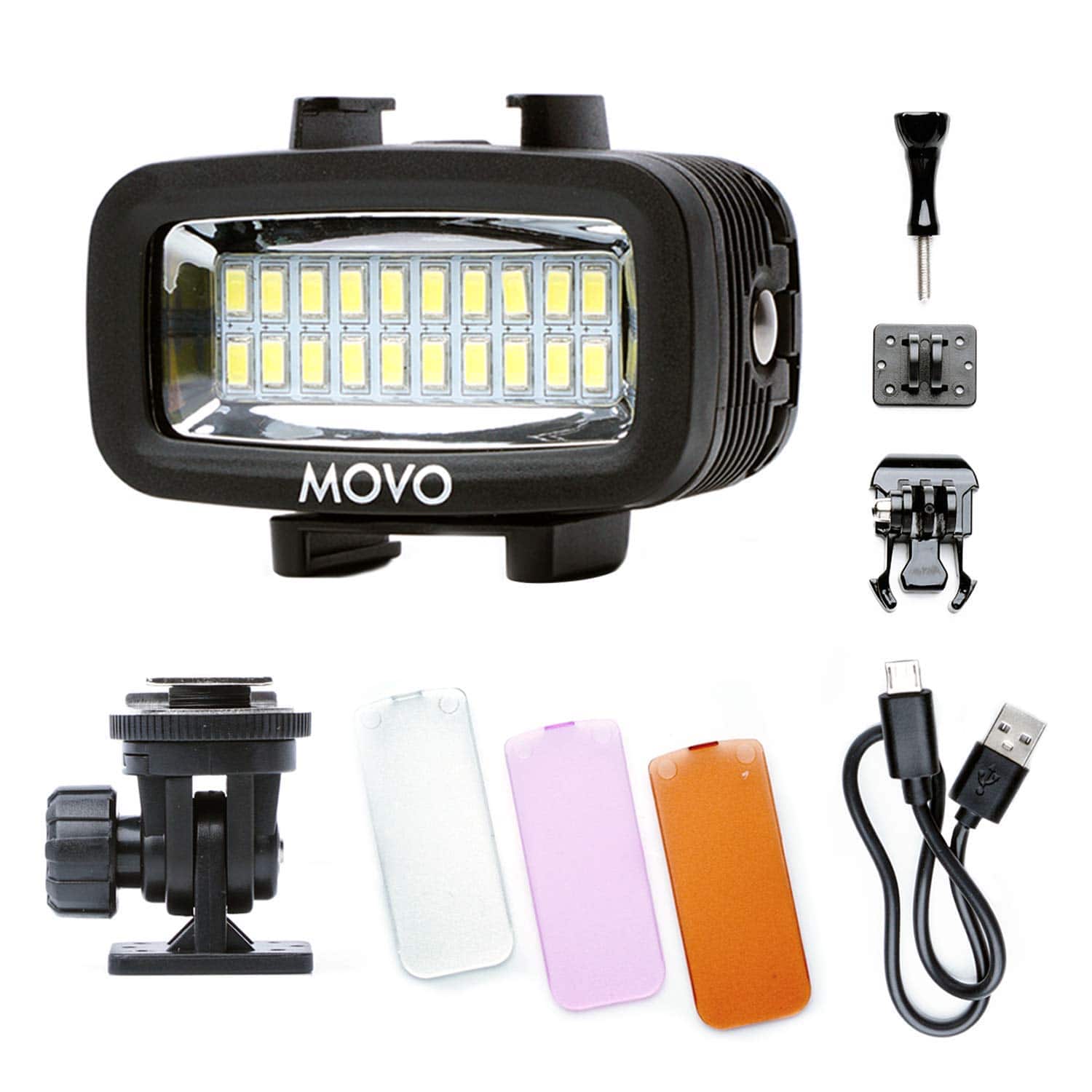 MOVO - LED-WP Underwater High-Power LED Video Light - Compatible with GoPro, DSLR