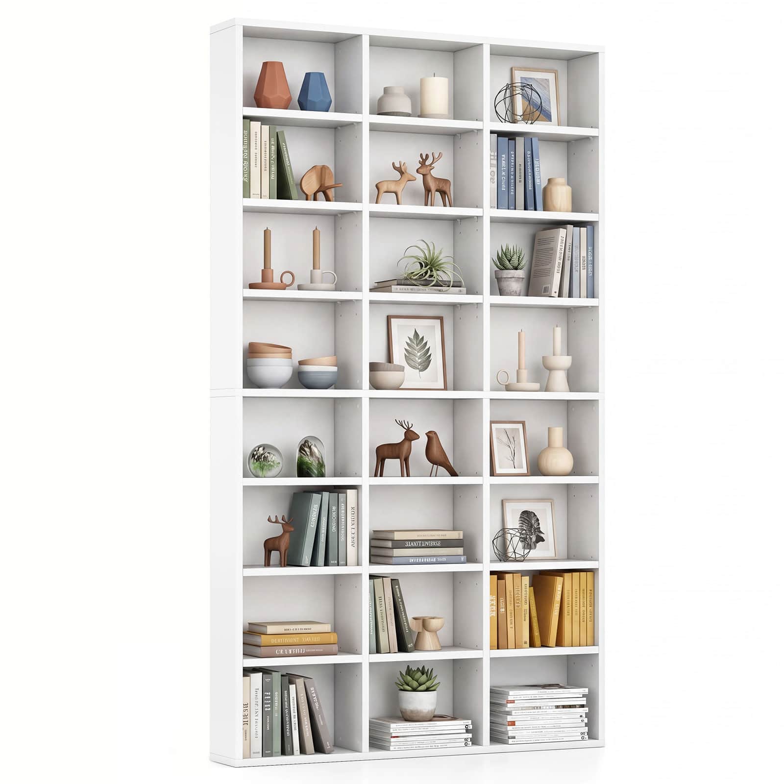 Costway - 70" Tall Bookshelf, 24 Cube Storage Organizer Bookcase with Adjustable Shelves - White