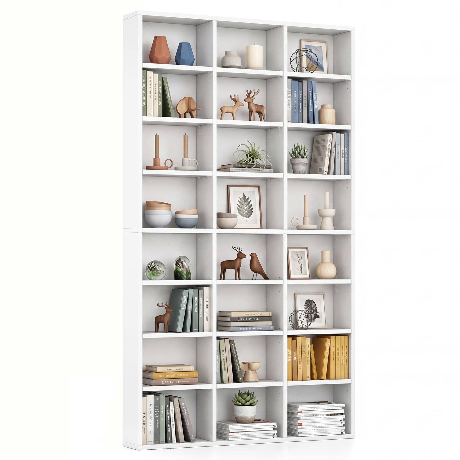 Costway - 70" Tall Bookshelf, 24 Cube Storage Organizer Bookcase with Adjustable Shelves - White