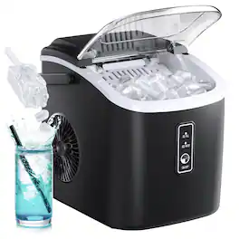 SIMZLIFE - Countertop Ice Maker 26 lbs/Day Portable Self-Cleaning, 9 Bullet Ice in 6 Min - Black