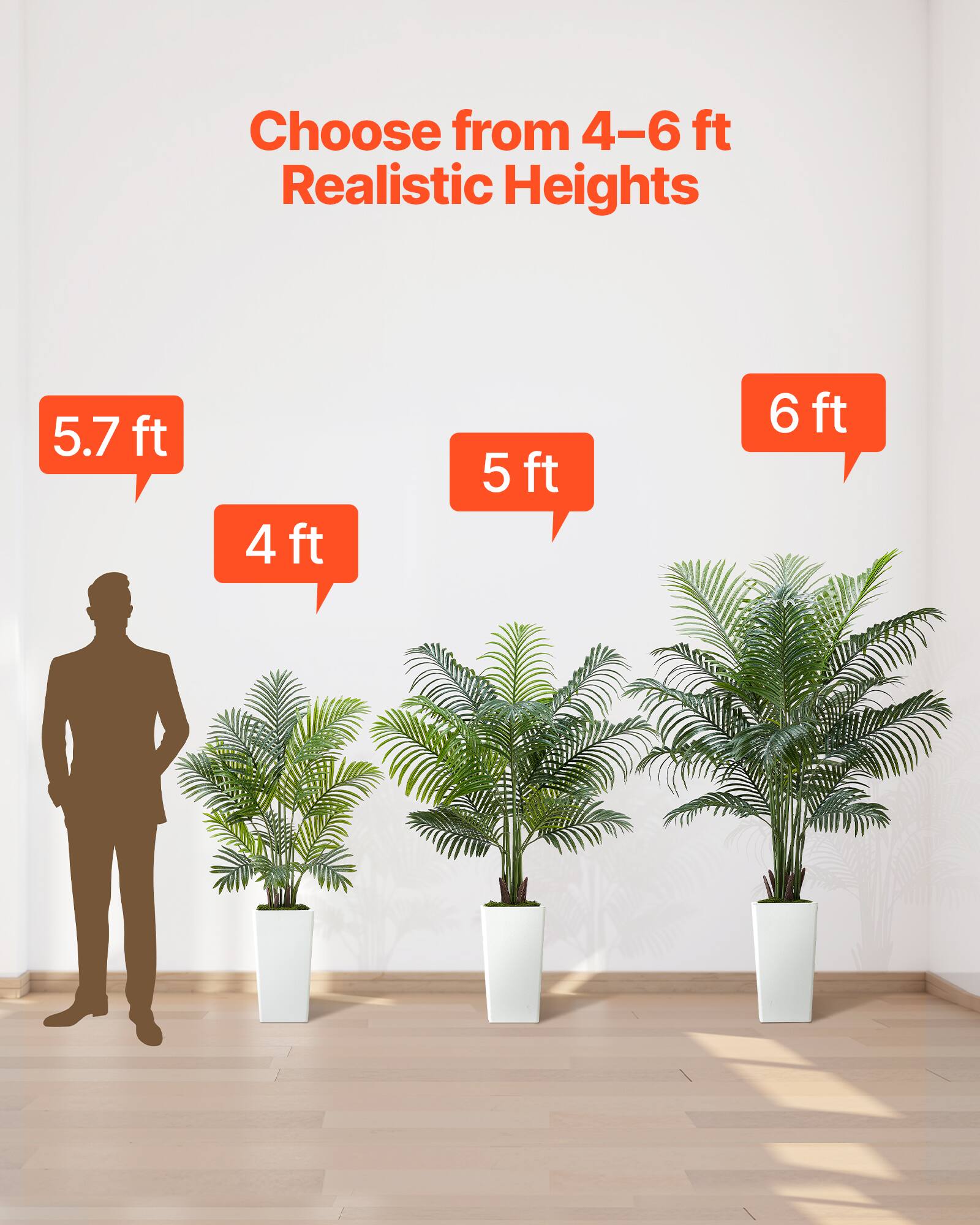 Choose from 4–6 ft Realistic Heights

5.7 ft  
4 ft  
5 ft  
6 ft