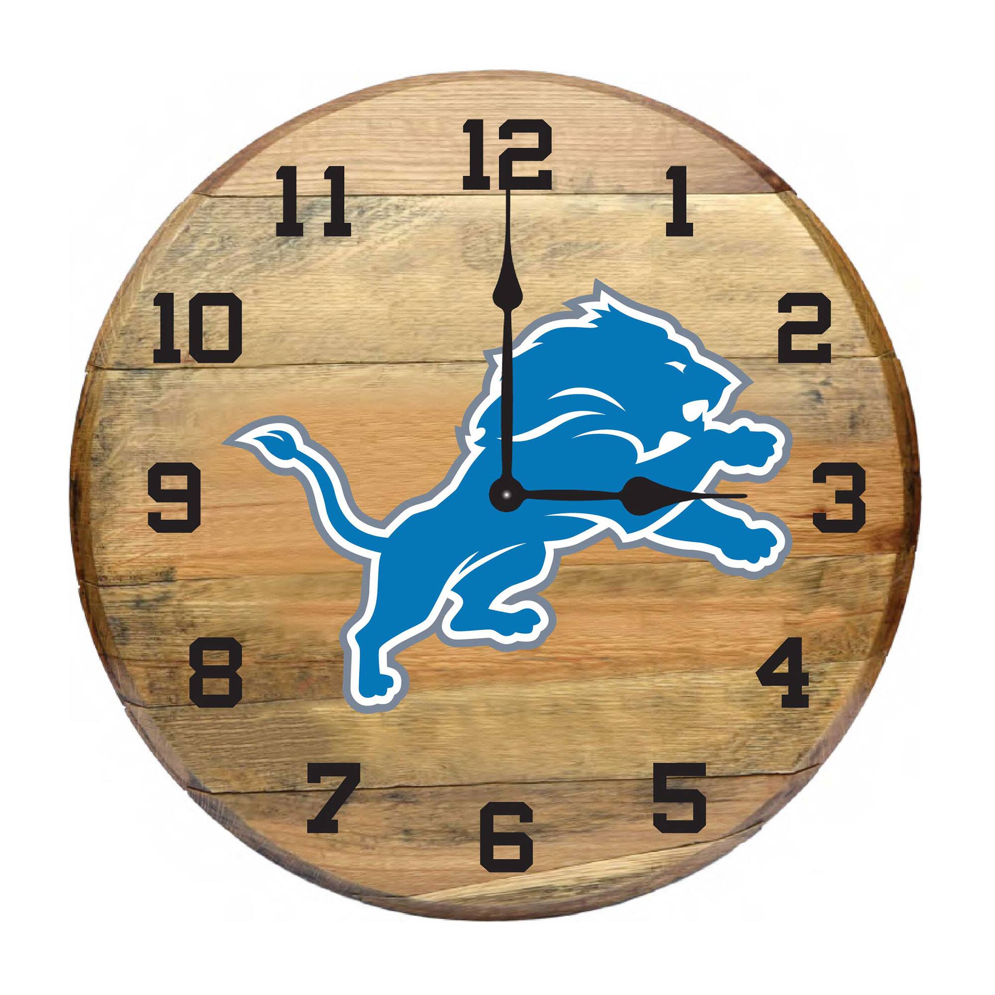 Imperial - Detroit Lions Oak Barrel Clock - Multicolor