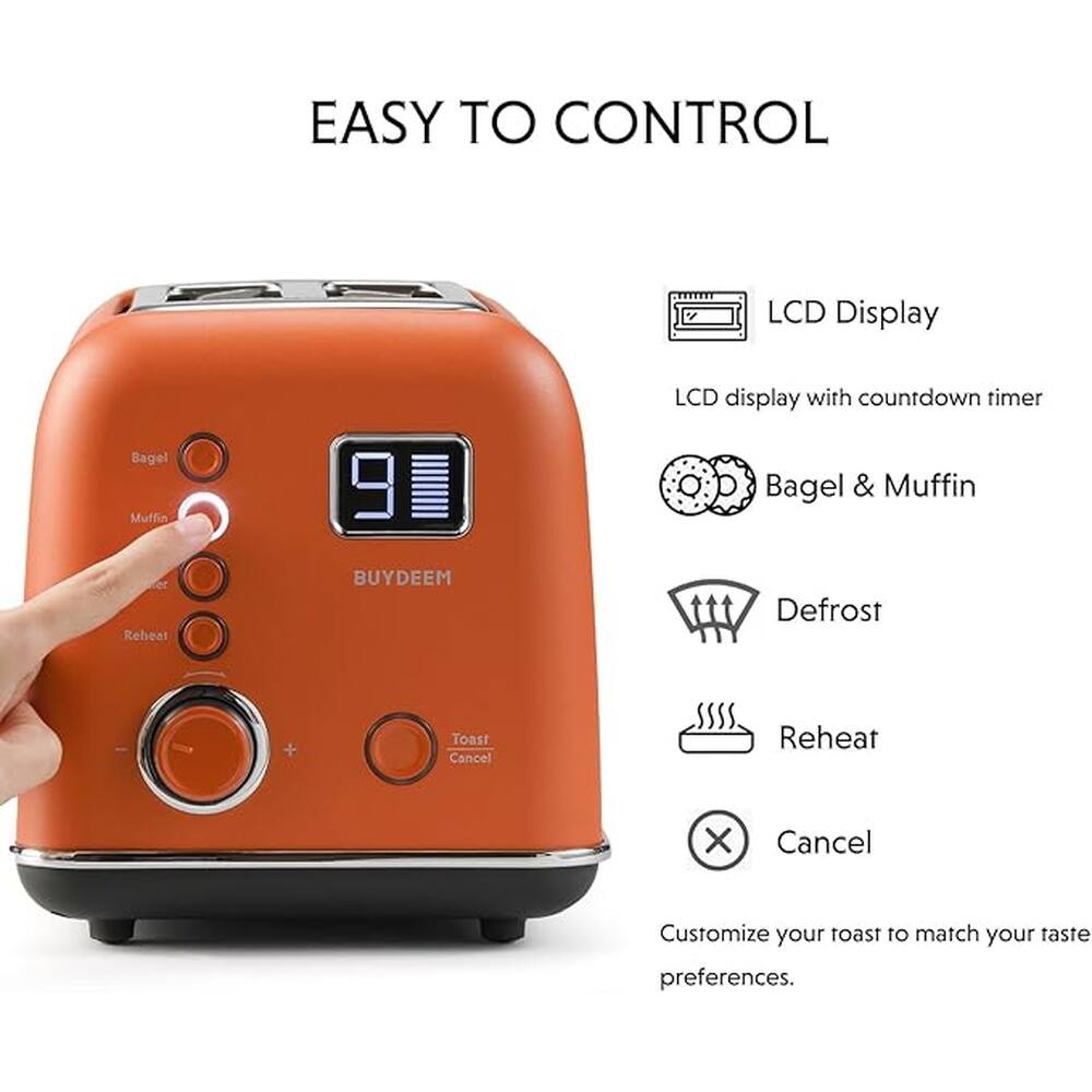 Buydeem DT730 2 Slice Motorized Toaster with LCD Timer, 9 Shade ...
