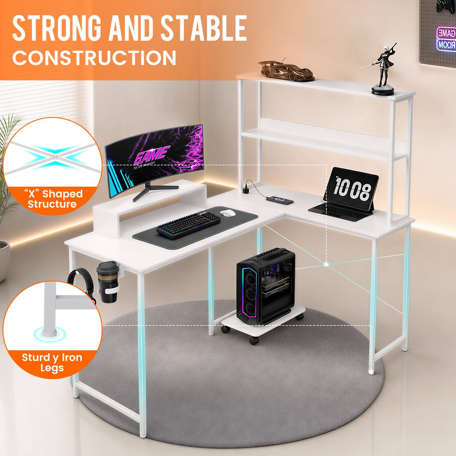 STRONG AND STABLE CONSTRUCTION

GAME ROOM

"X" Shaped Structure

GAME

1008

Sturdy Iron Legs