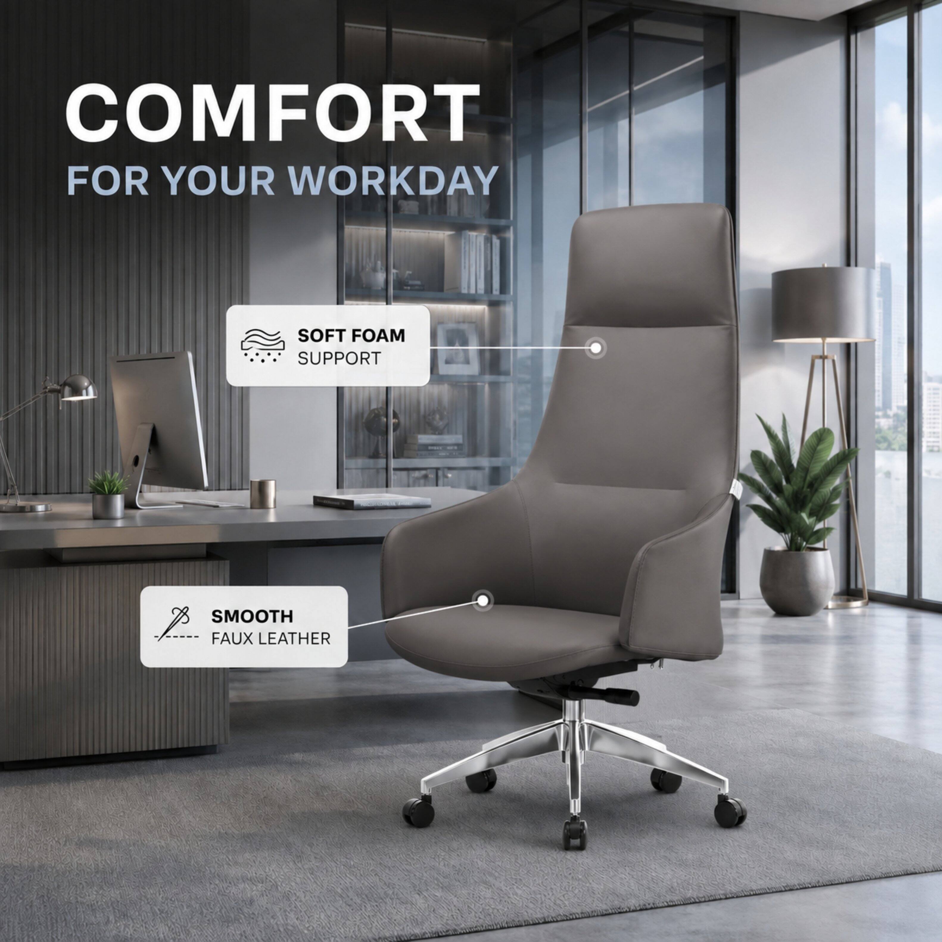 COMFORT FOR YOUR WORKDAY  
SOFT FOAM SUPPORT  
SMOOTH FAUX LEATHER