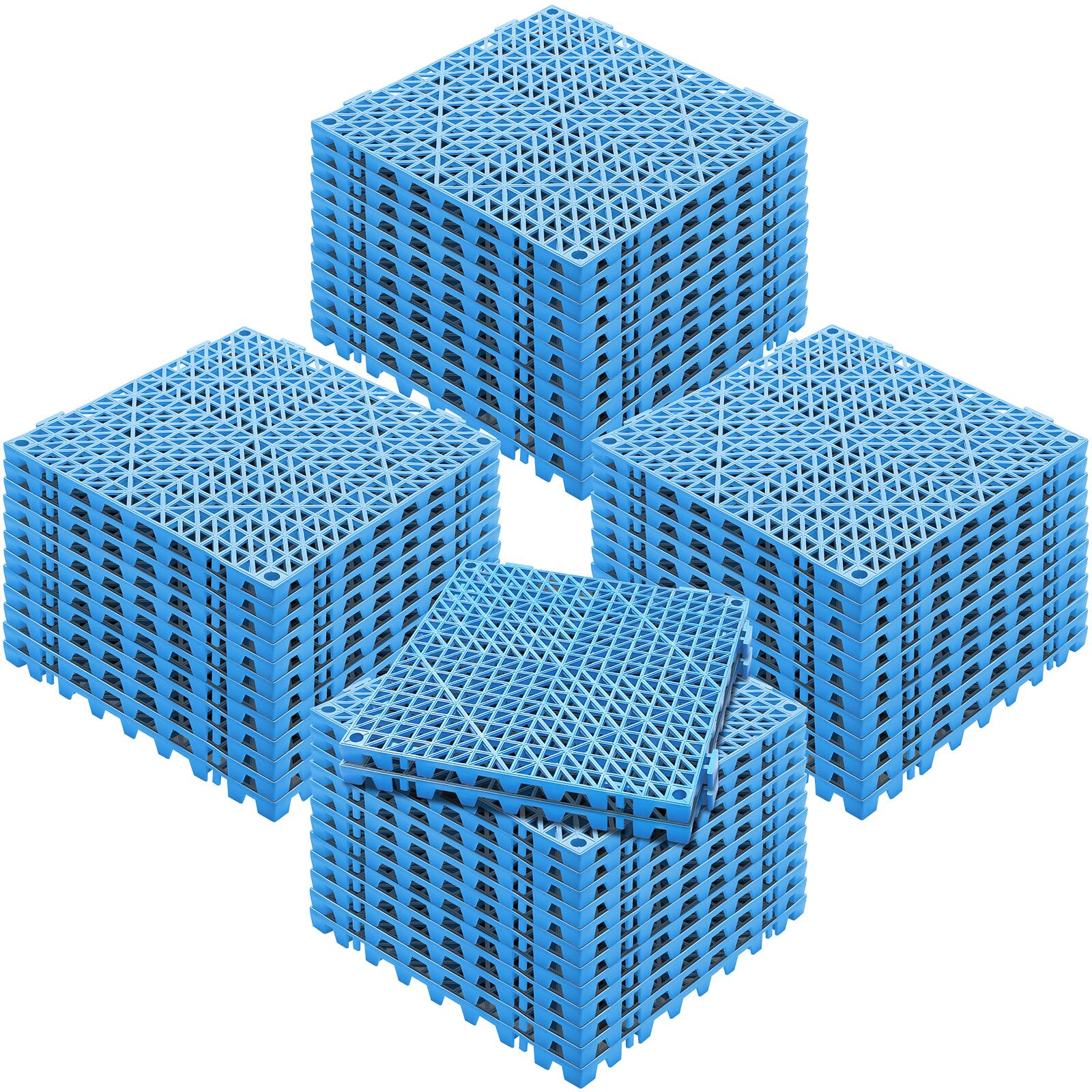 Alt View 5. VEVOR - Interlocking Tile 50PCS Blue, Drainage Tiles 12" x 12" Splicing, Soft PVC Interlocking Drainage Floor Tiles - Blue.