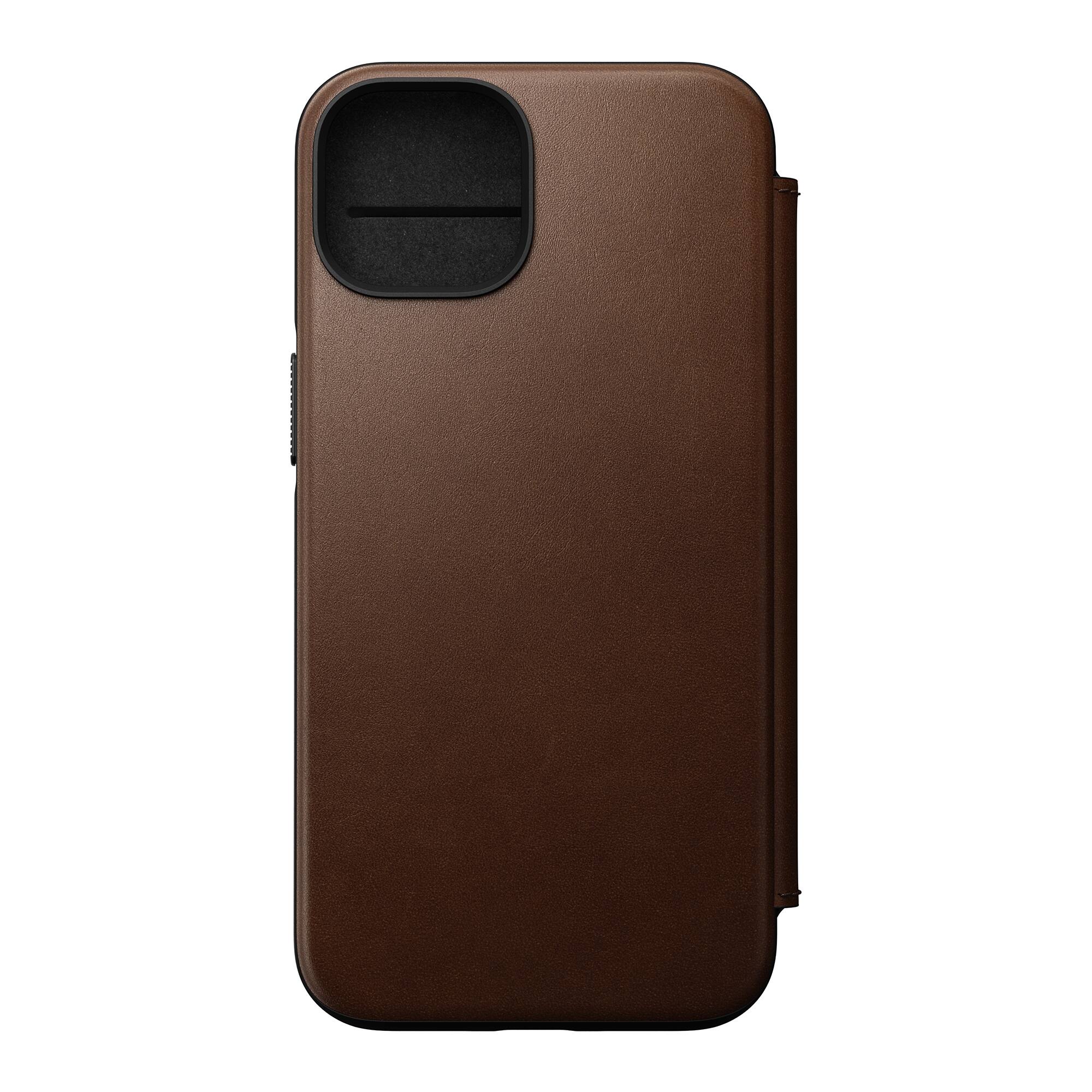 Front. Nomad - Leather Folio Case Apple iPhone 14 - Brown.