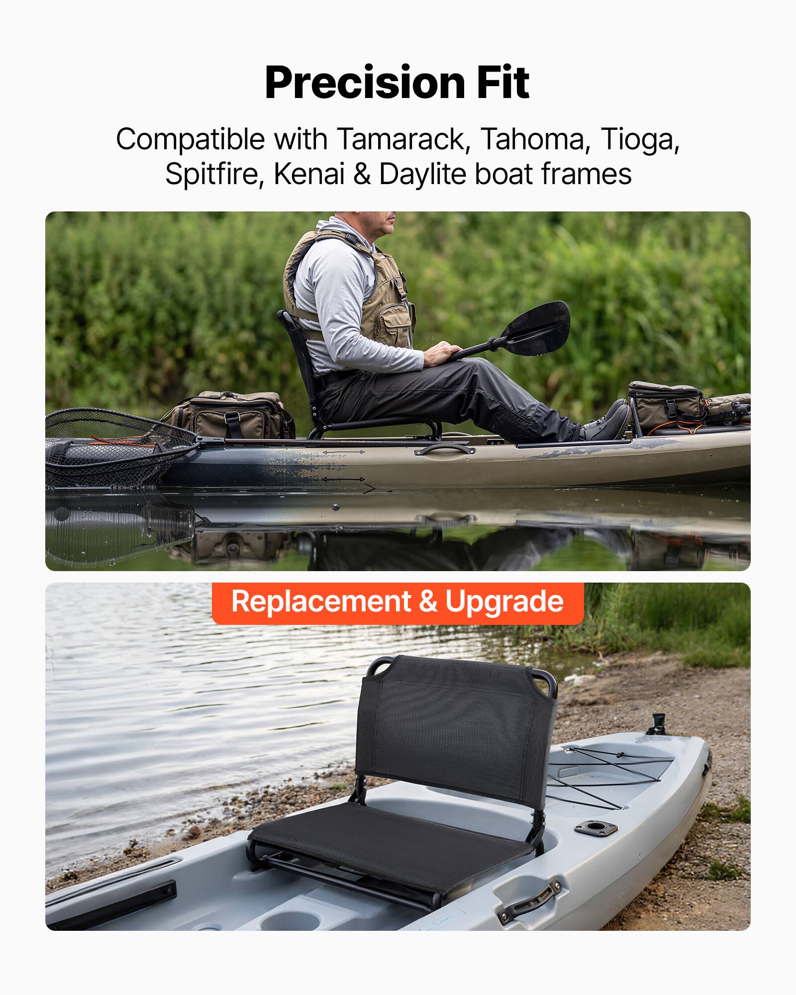 Precision Fit  
Compatible with Tamarack, Tahoma, Tioga, Spitfire, Kenai & Daylite boat frames  

Replacement & Upgrade