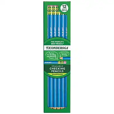 12 #2HB 420T BLUE
420T BLUE
420F BLUE
420T
THE WORLD'S BEST PENCIL
TICONDEROGA
Perfect for Grading Evenly and Marking Papers
Erasable Checking Pencils
Sharpens Easily
12 Pencils