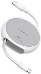 Baseus - Free2Pull 100W Retractable USB-C Cable w/ Magnetic Connectors Fast Charging for iPhone Samsung 3.3FT - White - Front_Zoom