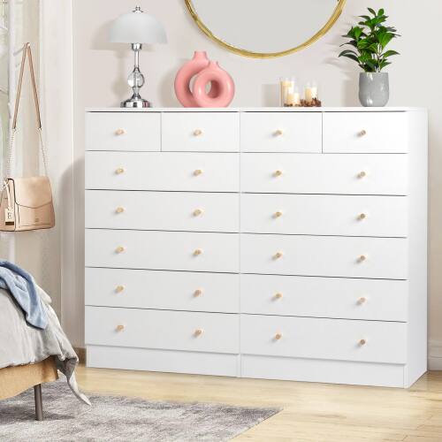 Alt View 7. Winado - Modern 7 Drawer Dresser Tall Dresser Chest of Drawers Anti-Tipping Device Metal Handle for Bedroom Living Room Hallway - White.