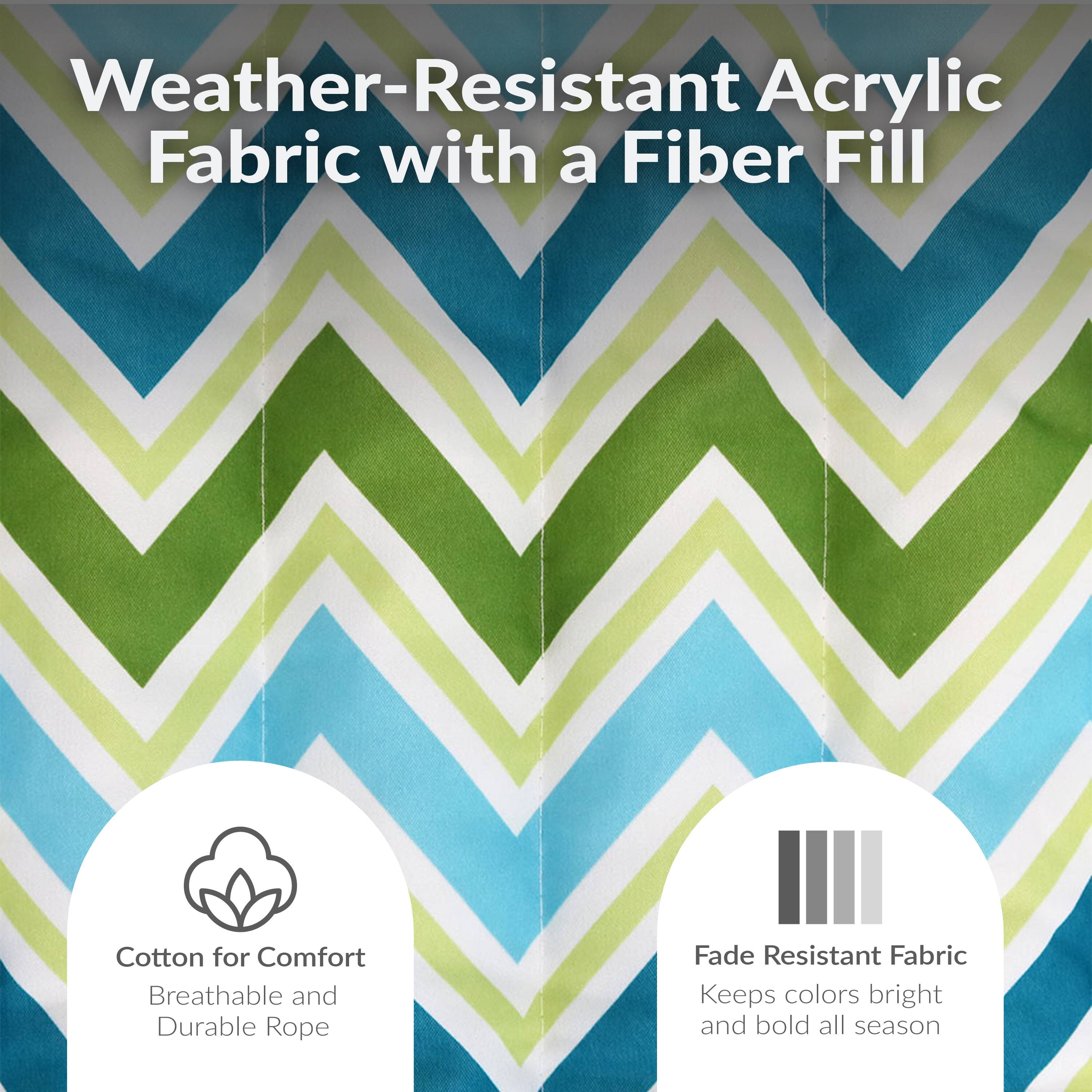 Weather-Resistant Acrylic Fabric with a Fiber Fill

Cotton for Comfort
Breathable and Durable Rope

Fade Resistant Fabric
Keeps colors bright and bold all season
