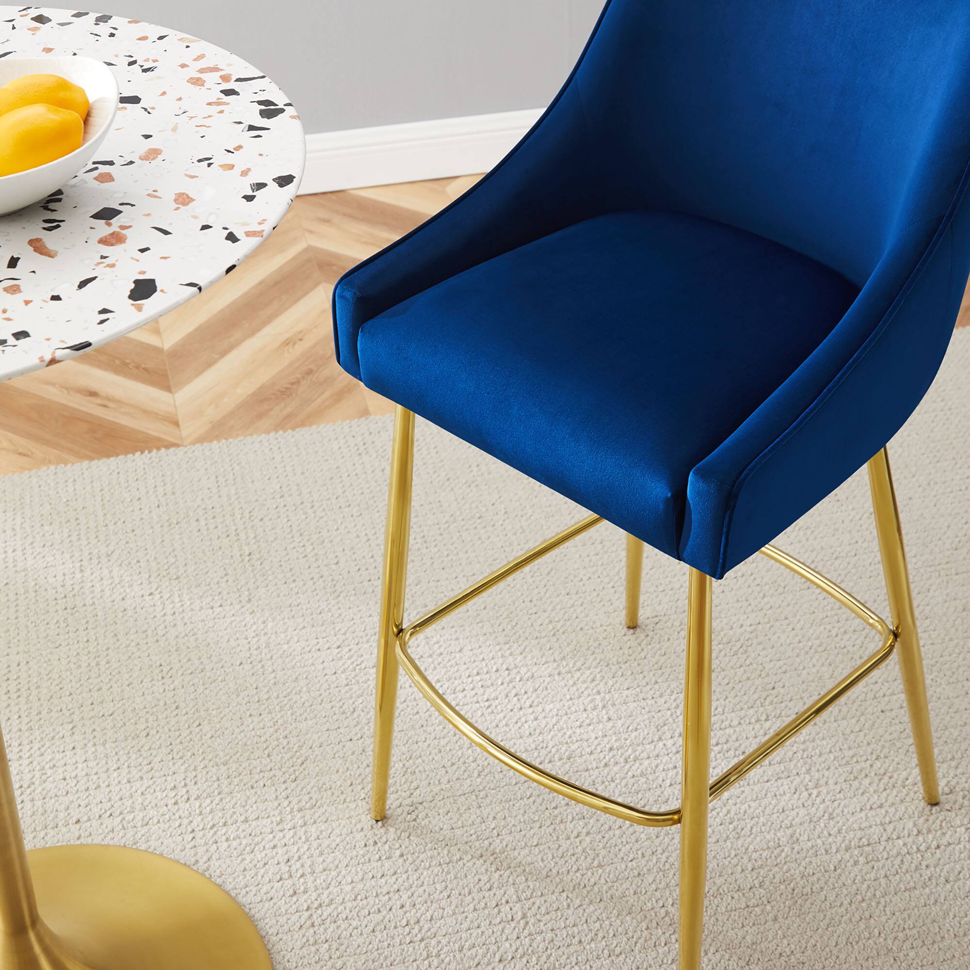 Back. Modway - Discern Performance Velvet Bar Stool by Modway - Navy.