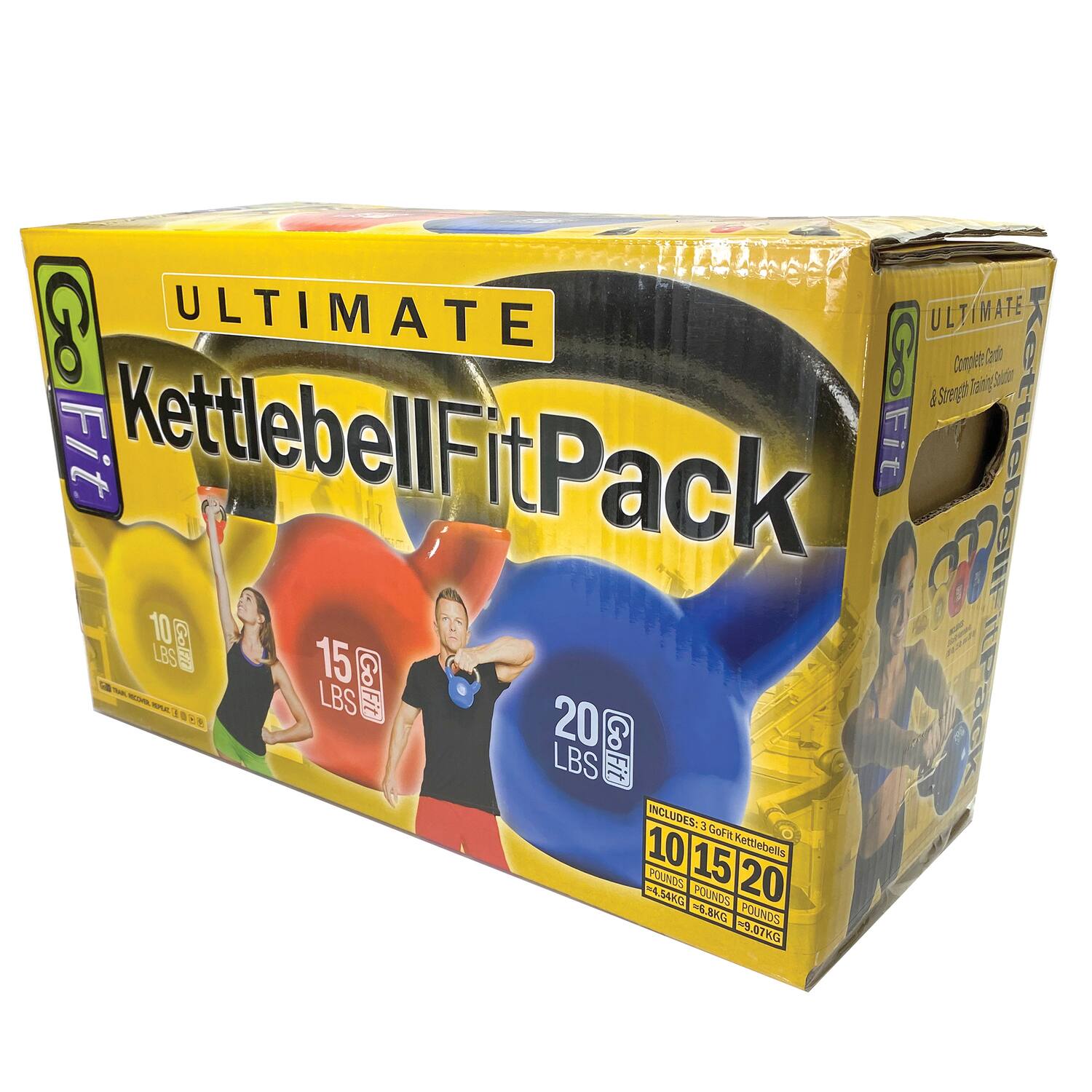 Go ULTIMATE Kettlebell Fit Pack

Includes: 3 GoFit Kettlebells
- 10 LBS (4.54 KG)
- 15 LBS (6.8 KG)
- 20 LBS (9.07 KG)