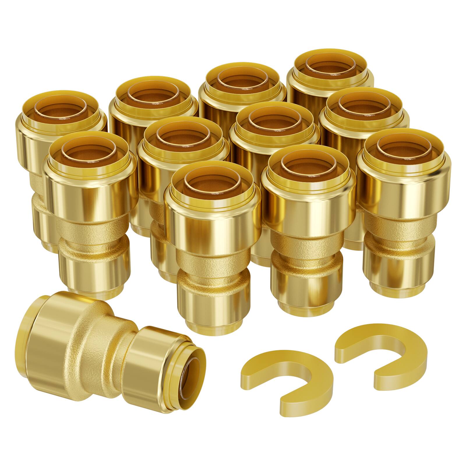 "VEVOR - Pipe Fittings, 1/2""-3/4"" 12PCS Brass Pipe Fittings, Straight-Through Push-Fit Pipe Connector Brass Air Fittings - Brass color" price history on PriceWatchPro