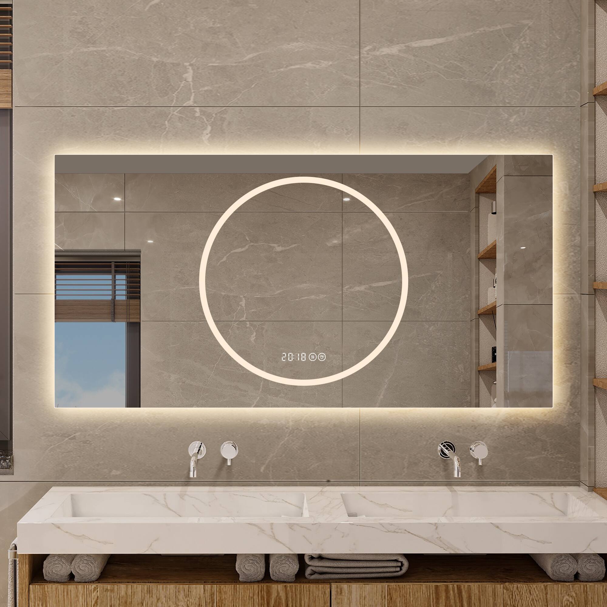 Alt View 2. Boyel Living - 48 by 24 Inch Bathroom Mirror with LED Lights Anti Fog Lighted Vanity Mirror.