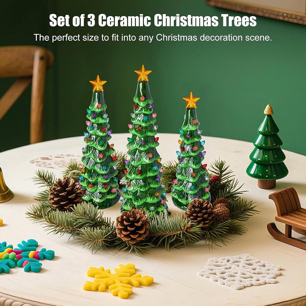 Set of 3 Ceramic Christmas Trees  
The perfect size to fit into any Christmas decoration scene.