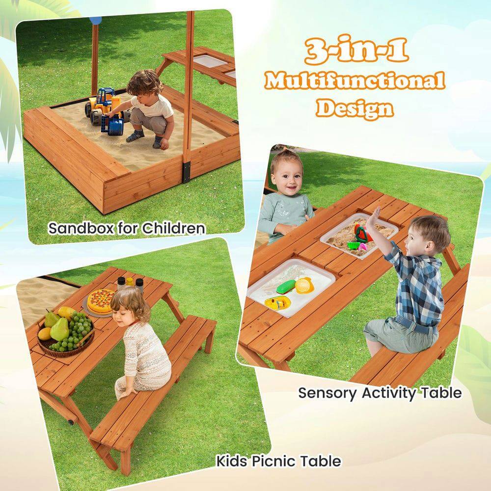 3-in-1 Multifunctional Design

Sandbox for Children

Sensory Activity Table

Kids Picnic Table