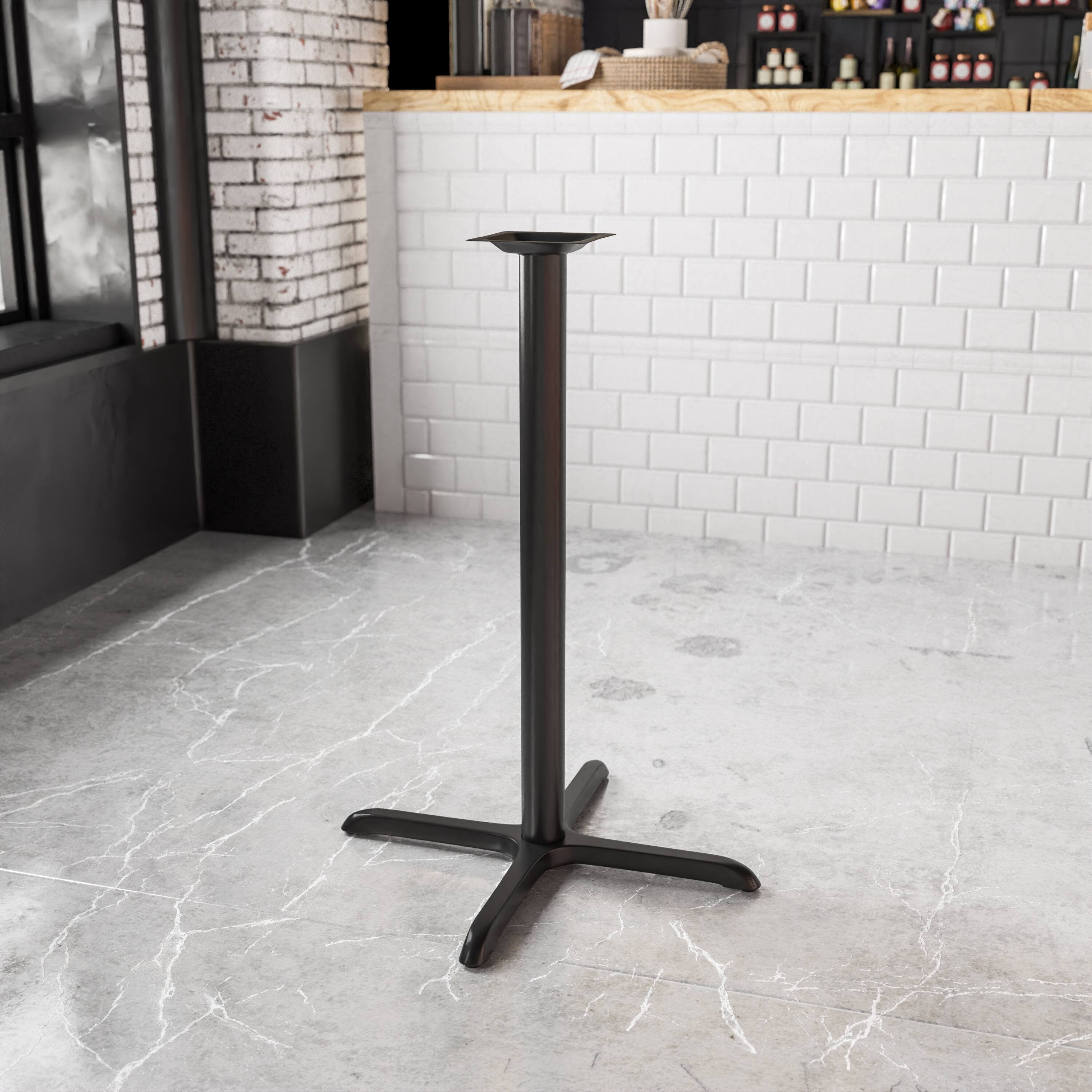 Angle. Flash Furniture - Beverly 30'' x 30'' Restaurant Table X-Base with 3'' Dia. Bar Height Column - Black.
