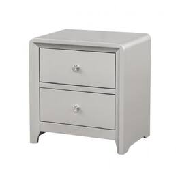 Manhattan Lane - Broy Nightstand, 2 Drawers, Crystal Knobs,25 Inch - Champagne Gray, Nickel
