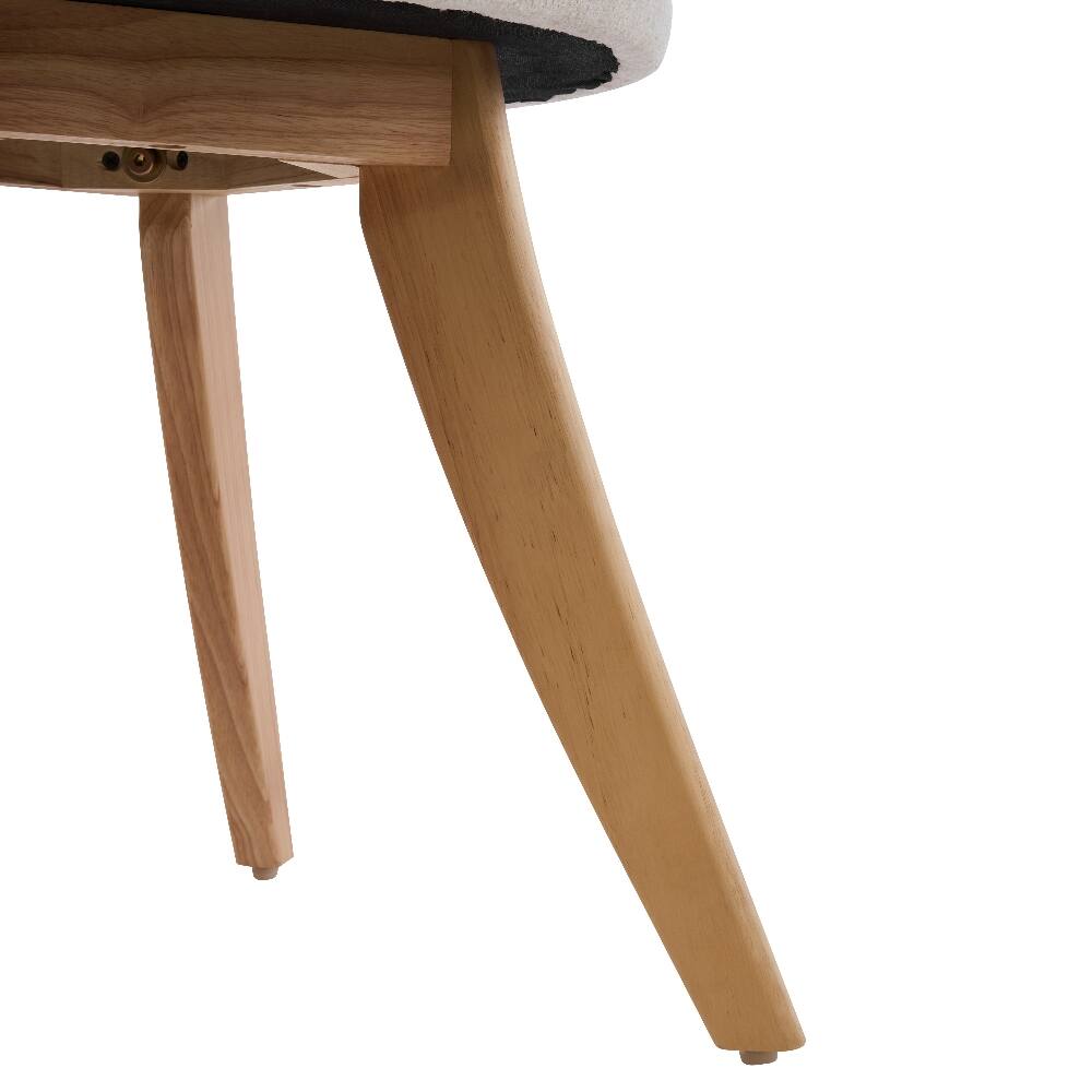 Alt View 10. Loheer - Loheer Upholstered Dining Chairs Set of 2 White Fabric Curved Back Rubber Wood Base - White.