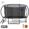 MERACH - 14FT Pumpkin Outdoor Trampoline with Safety Enclosure Net,Basketball Hoop, Ladder,Heavy Duty Backyard Trampoline - Black