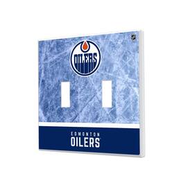 Keyscaper - Edmonton Oilers Wordmark Double Toggle Lightswitch Plate - Multicolor