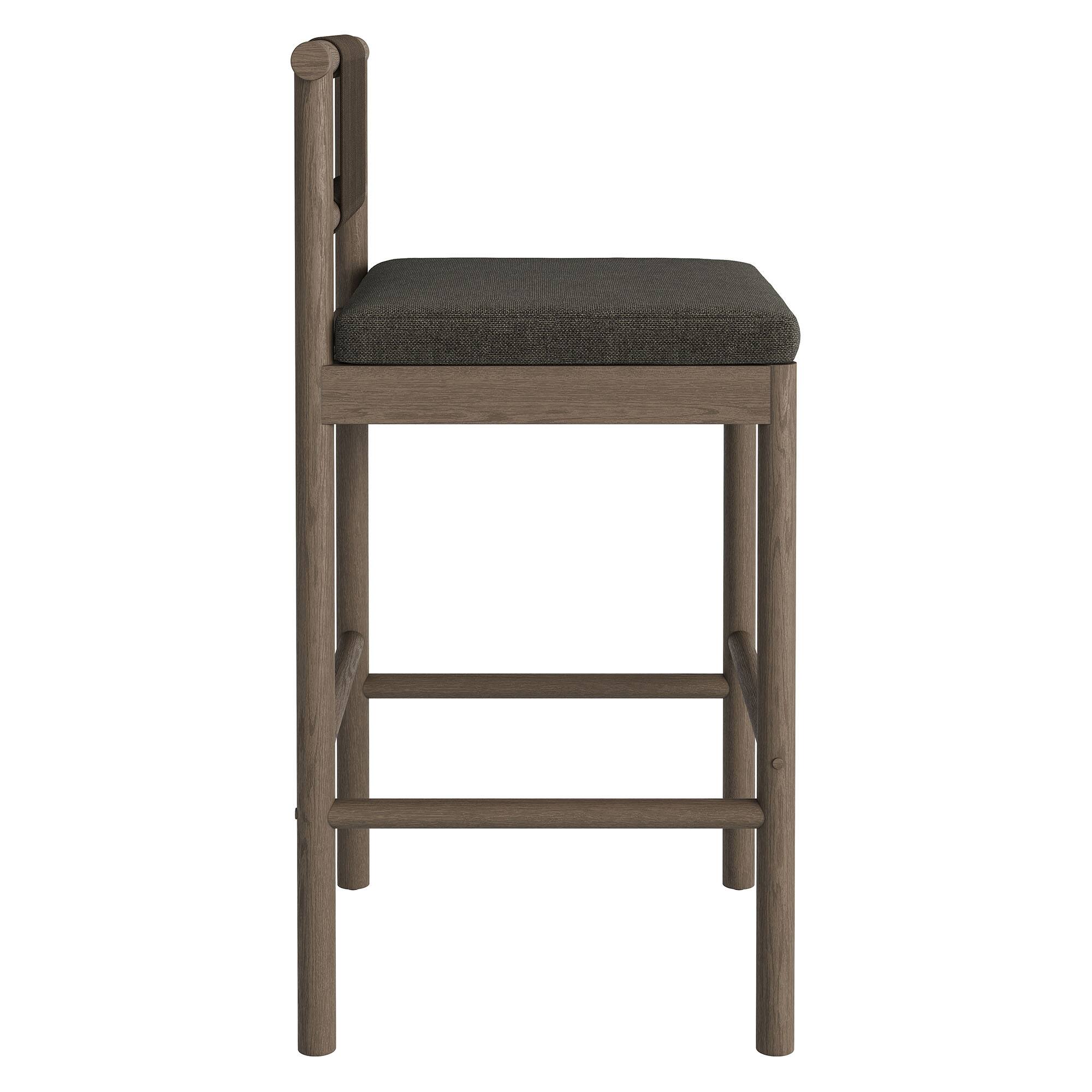 Alt View 3. Modway - Eleni Outdoor Teak Wood Bar Stools Set of 2 by Modway - Weathered Gray Flint.