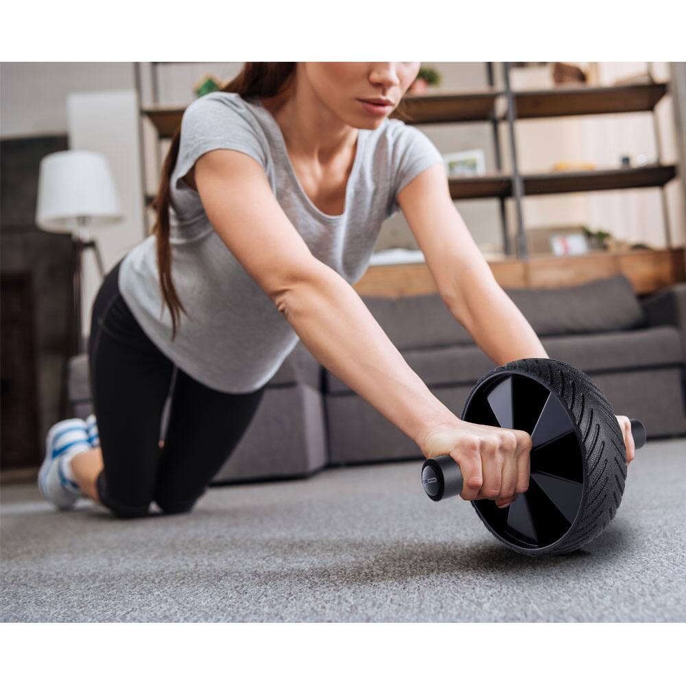 Alt View 4. HolaHatha - HolaHatha Exercise Fitness Abdominal Core Toner Workout Single Ab Roller Wheel - Black.