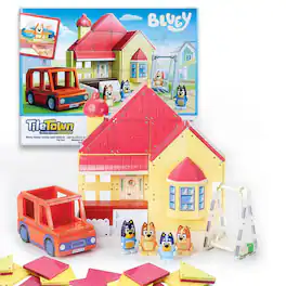 Moose Toys - Bluey Heeler Family Home Tile Town 52-Piece Magnetic Tile Playset - Multi-Colored