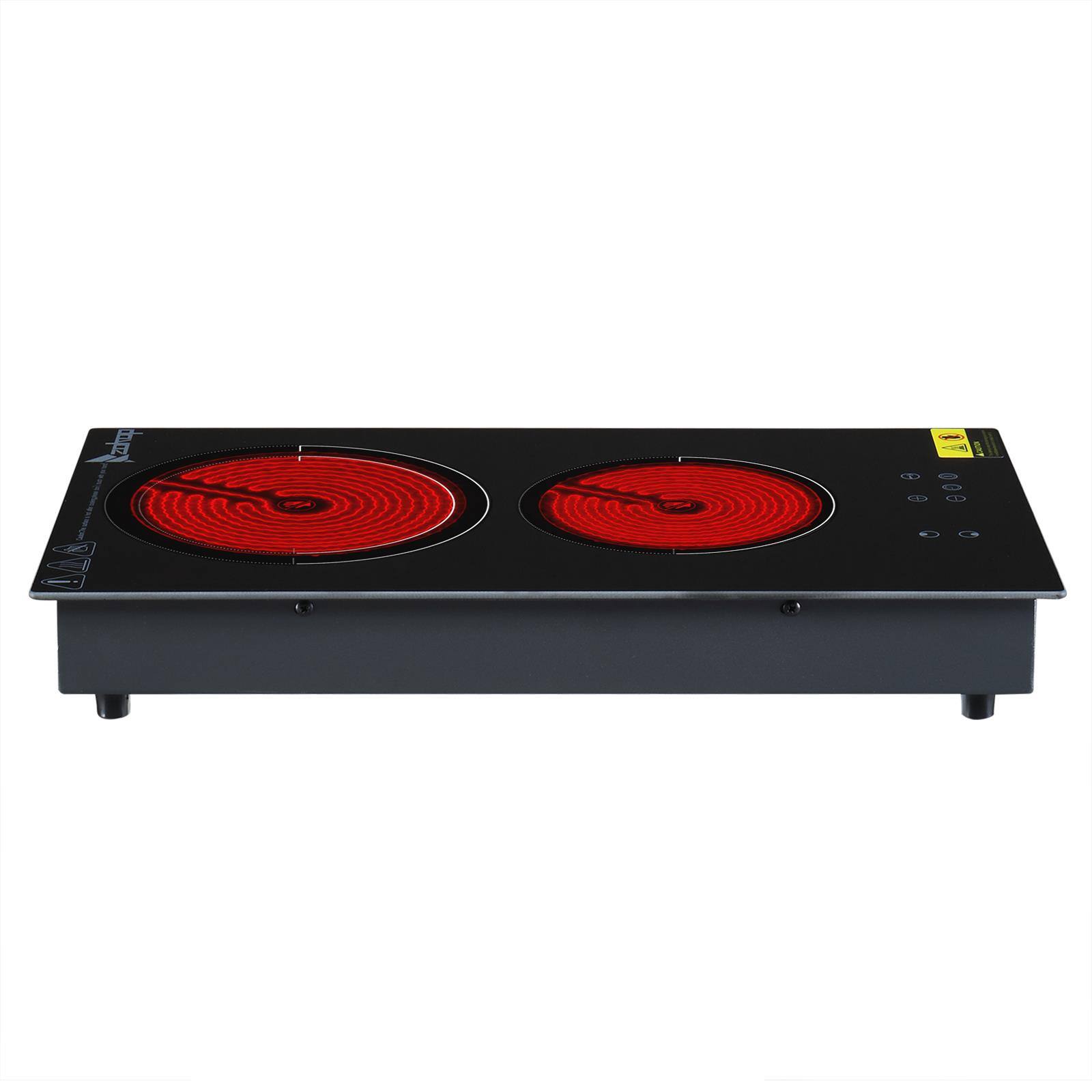 Alt View 4. Winado - 20-Inch 220v 3000w Black Glass And Iron Spray-Coated Anti-Rust Bottom Shell Rectangular 2-Burner Stove Built-In Dual-Pur - Black.