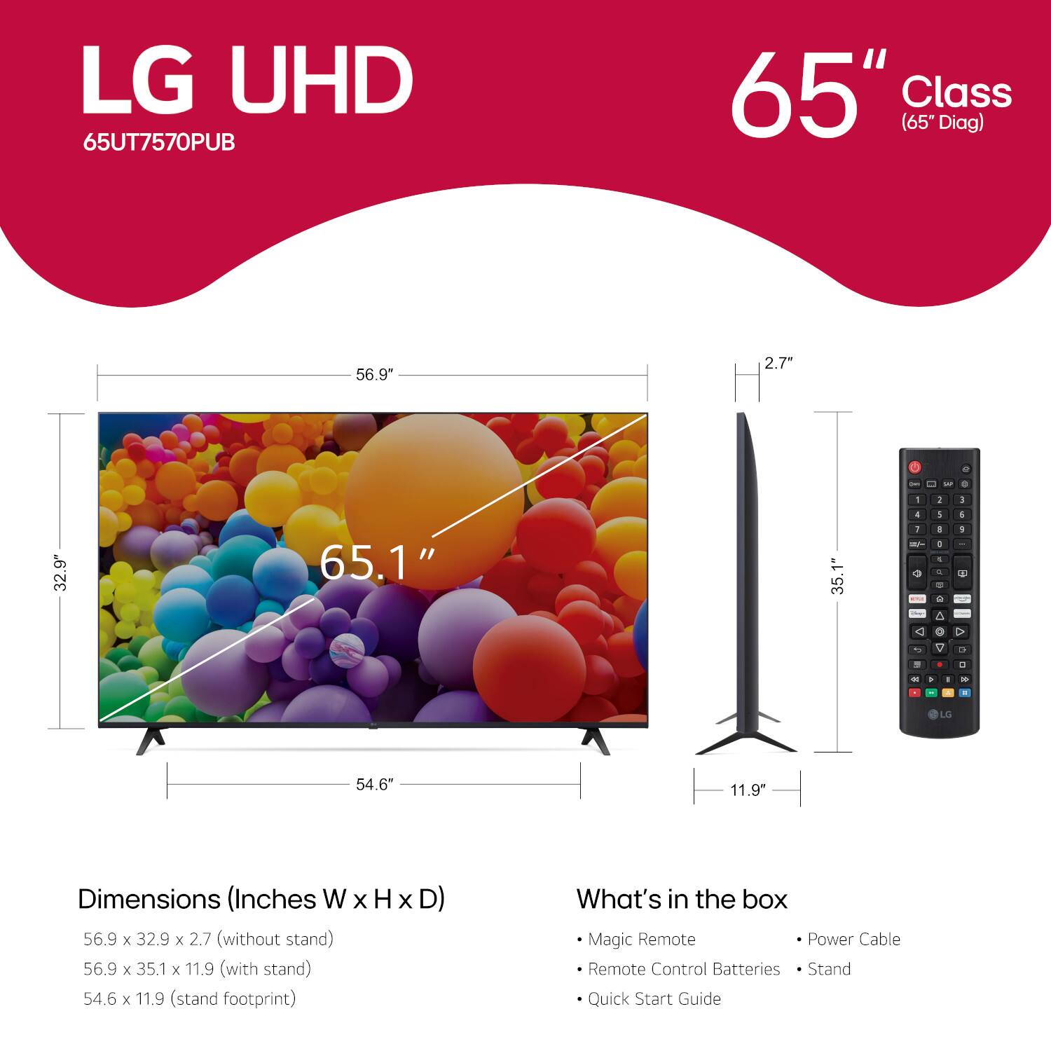LG 65” Class UT75 Series LED 4K UHD Smart webOS TV (2024) 65UT7570PUB