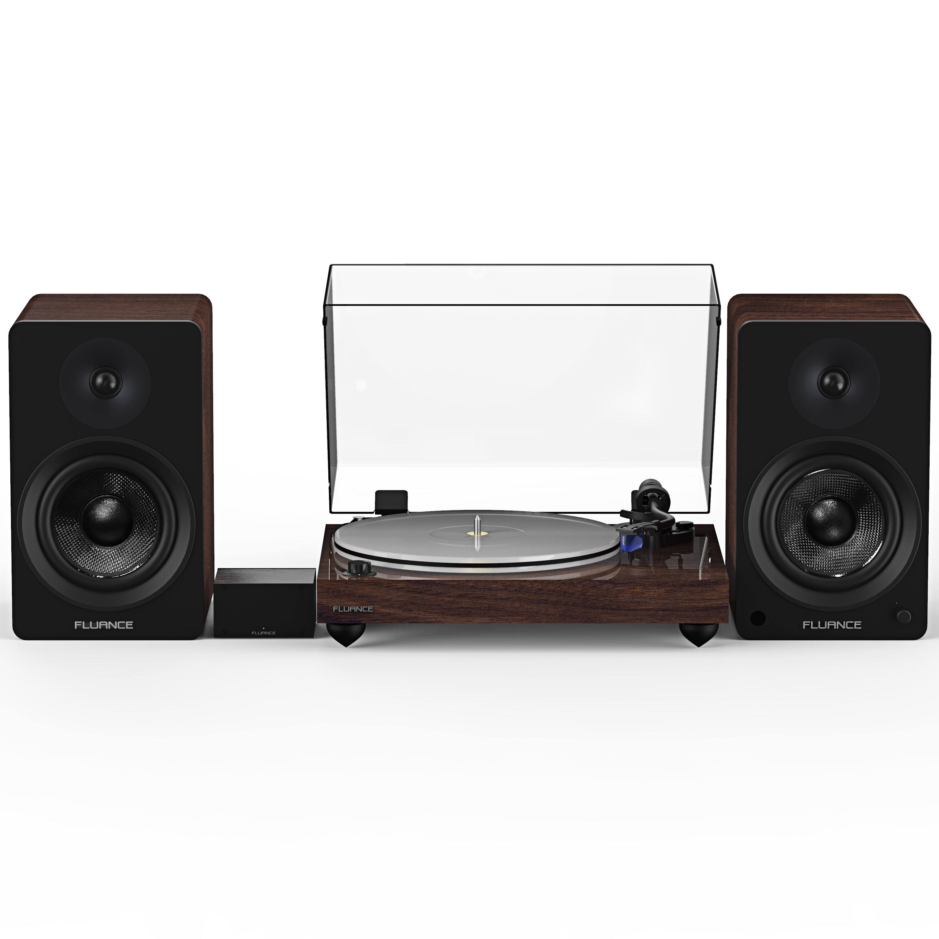 Fluance - RT85 Reference High Fidelity Vinyl Turntable, PA10 Phono Preamp and Ai61 Powered 6.5" Stereo Bookshelf Speakers - Natural Walnut