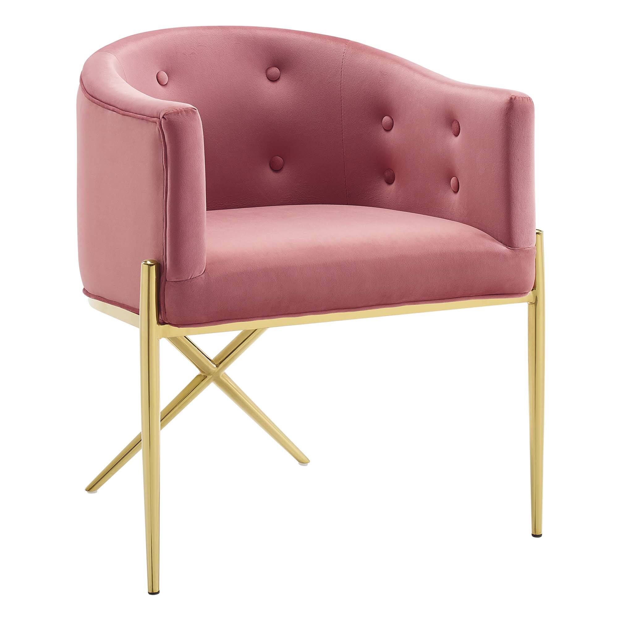 Left. Modway - Savour Performance Velvet Accent Dining Armchair Set of 2 by Modway - Dusty Rose.