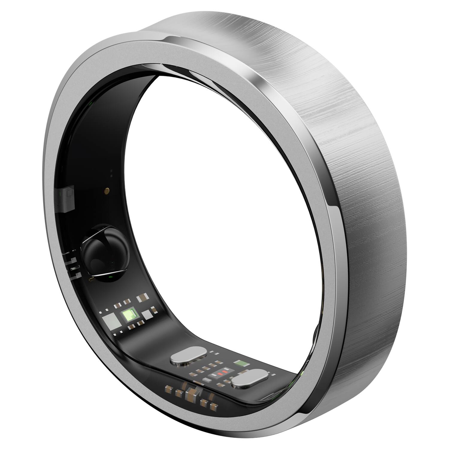 Alt View 7. RINGCONN - Gen 3 Smart Ring, Vascular Health Insights, Vibration Alerts, Sleep Apnea Monitoring, Charging Case - Brushed Silver.
