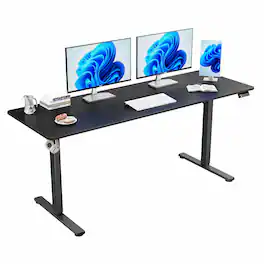 Hirose Alice - ERGOMAKER Electric Standing Desk, x Height Adjustable Sit Stand Desk with Splice Board for Home Office, Com - Black Frame-black 67-inch