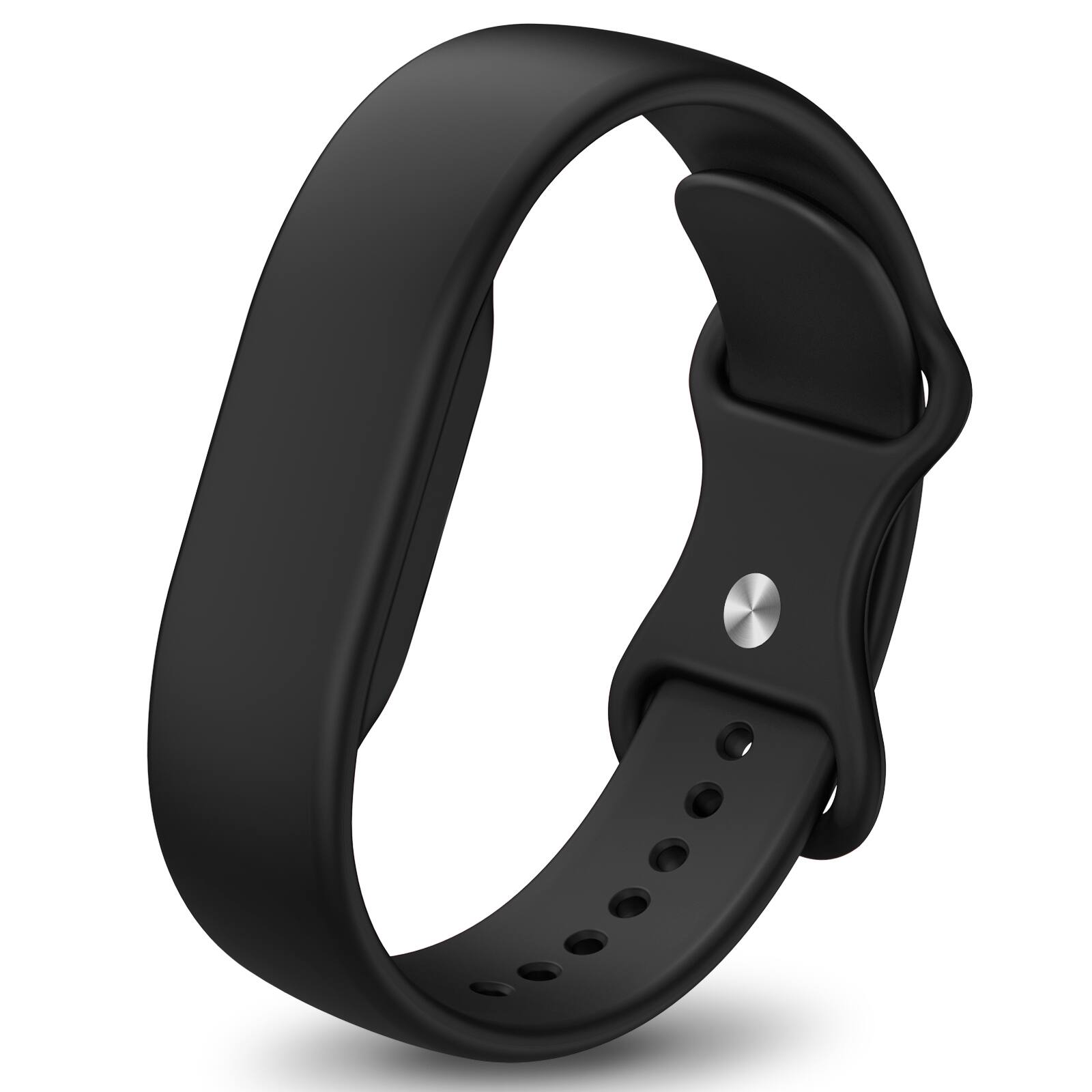 Front. Fintie - Soft Silicone Loop Band for Google Fitbit Air, Ultra-Soft Silicone Replacement Strap Adjustable Sport Wristband - Black.