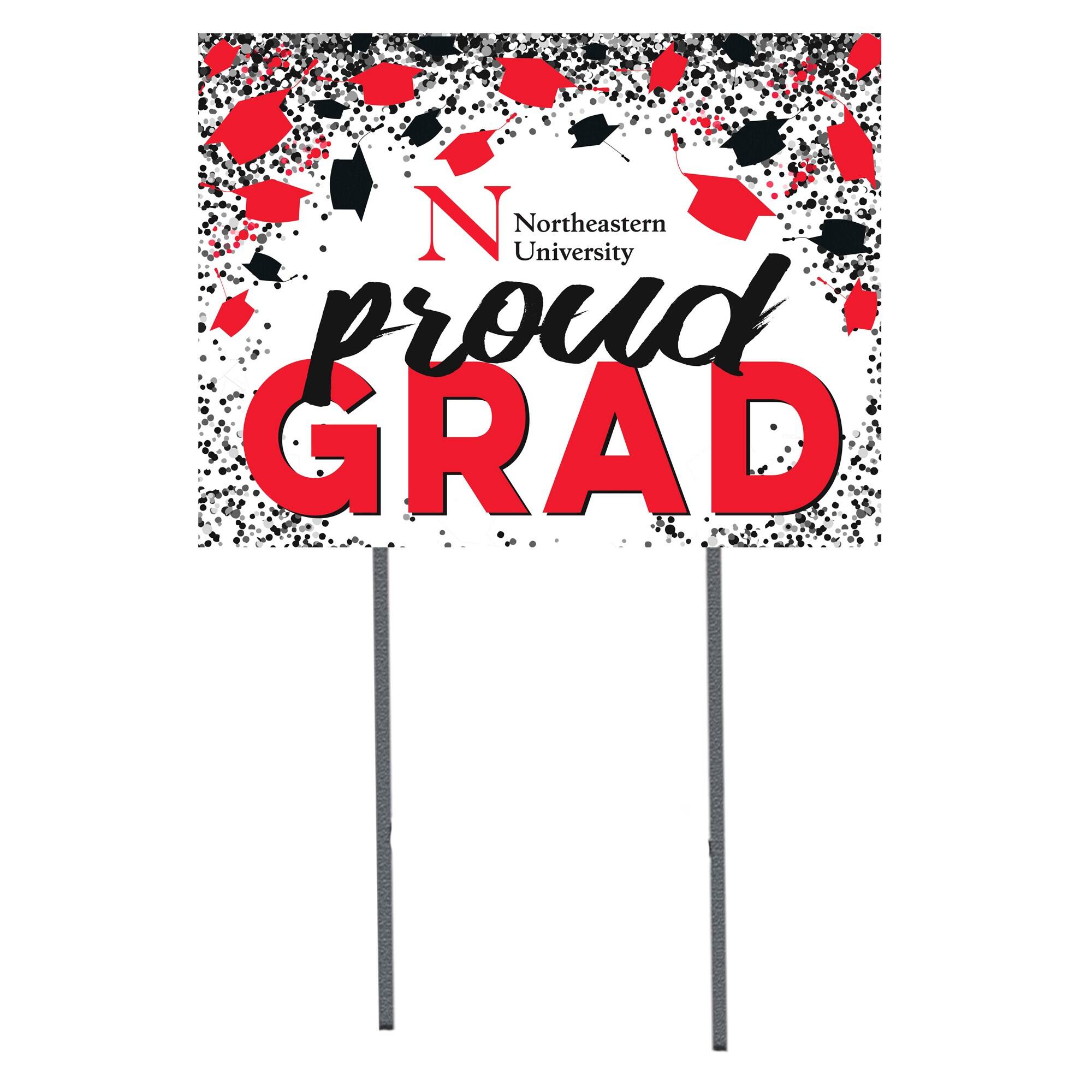 Northeastern Huskies 18" x 24" Proud Grad Yard Sign