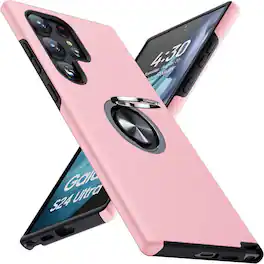 Entronix - Galaxy S25 Ultra Case with 360° Ring Gripstand for Ultimate Protection - Pink