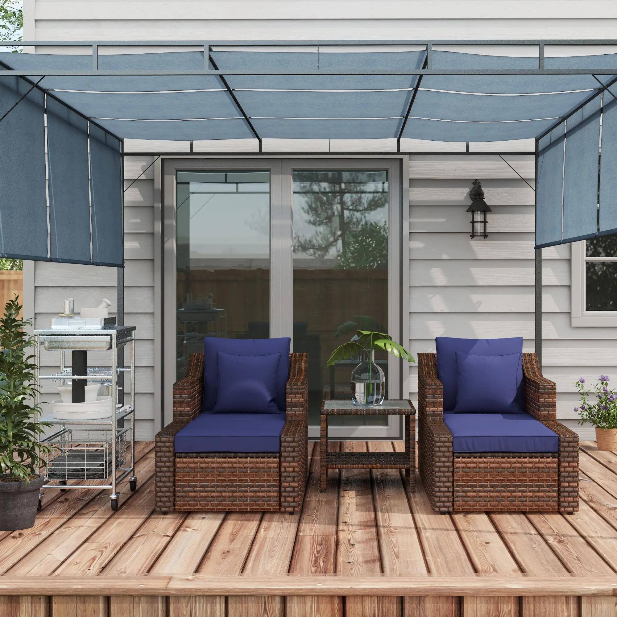 Left. Resenkos - Resenkos 5pc Patio Furniture Set, Outdoor Sectional Furniture, Blue - Blue.